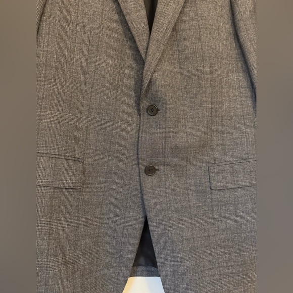 Theory Men's 40R Gray Dobby Weave Wool Blend Two Button Blazer - Picture 2 of 11